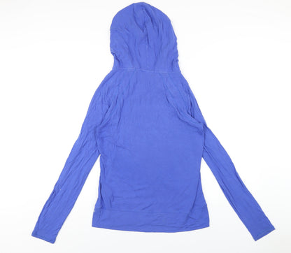 ELLE Sport Womens Blue Vinyl Pullover Hoodie Size S Pullover