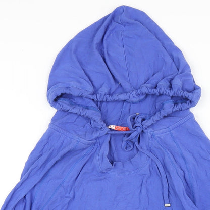 ELLE Sport Womens Blue Vinyl Pullover Hoodie Size S Pullover