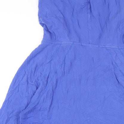 ELLE Sport Womens Blue Vinyl Pullover Hoodie Size S Pullover