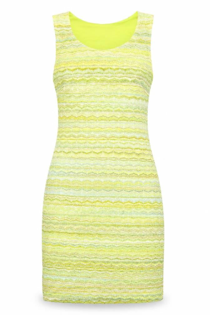 H&M Womens Green Geometric Polyester Tank Dress Size M Scoop Neck Pullover