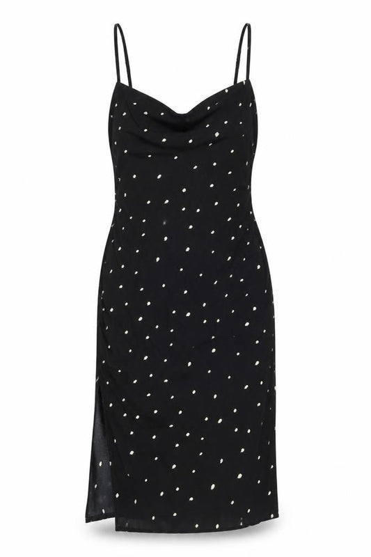 Nasty Gal Womens Black Polka Dot Polyester Bodycon Size 12 Cowl Neck Zip