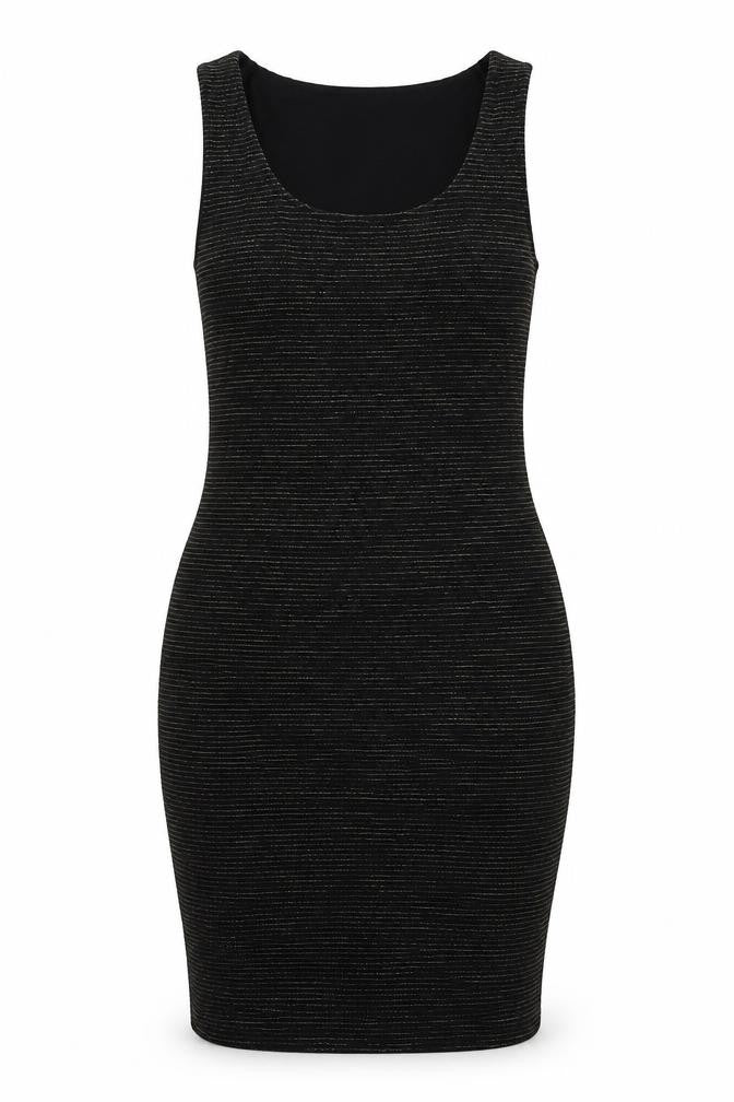 Monsoon Womens Black Striped Polyester Bodycon Size 10 Scoop Neck Zip