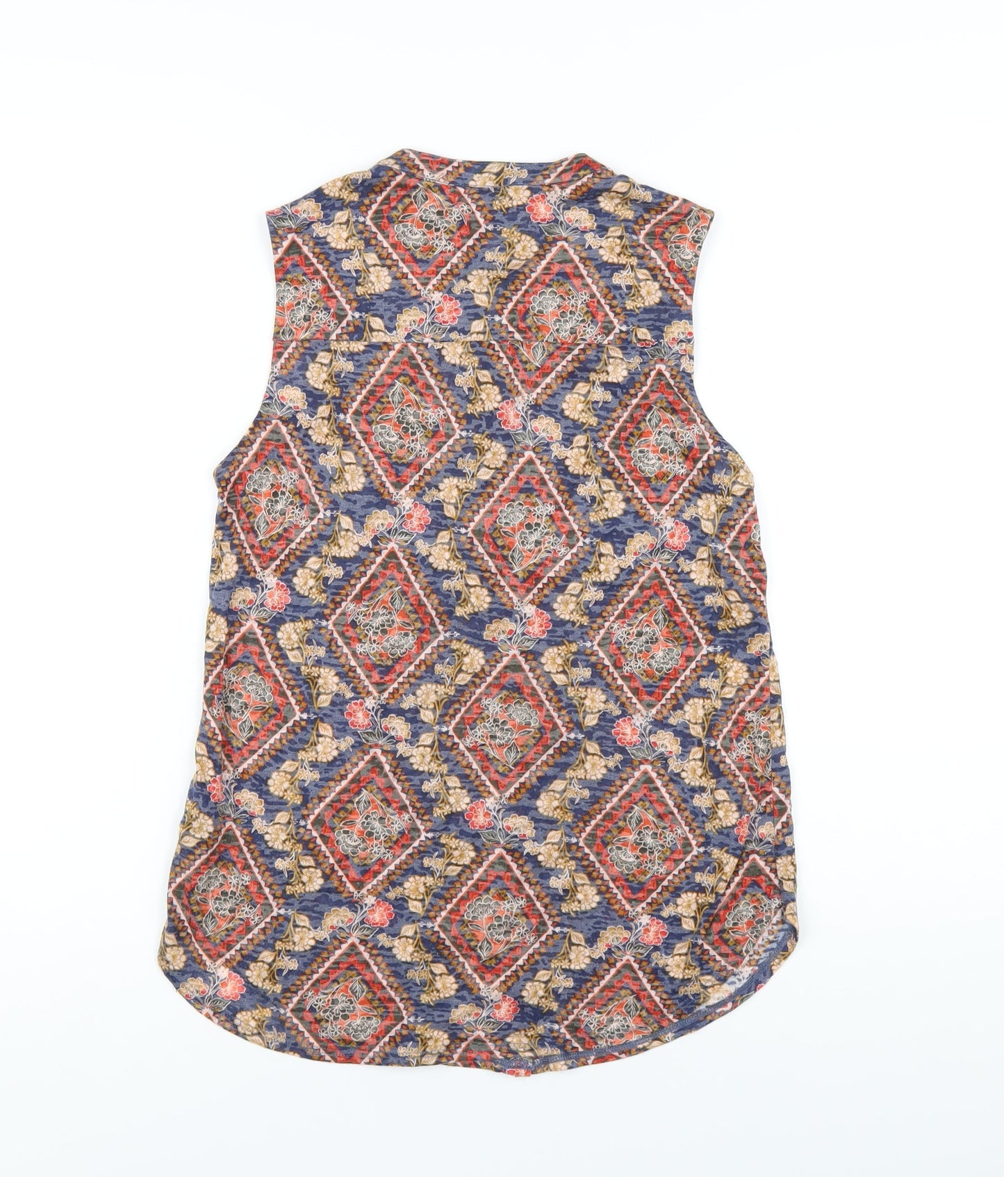 Per Una Womens Multicoloured Geometric Polyester Basic Button-Up Size 10 Round Neck