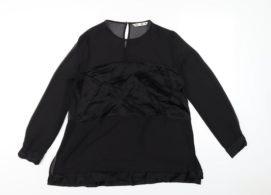 Zara Womens Black Polyester Basic T-Shirt Size XS Round Neck