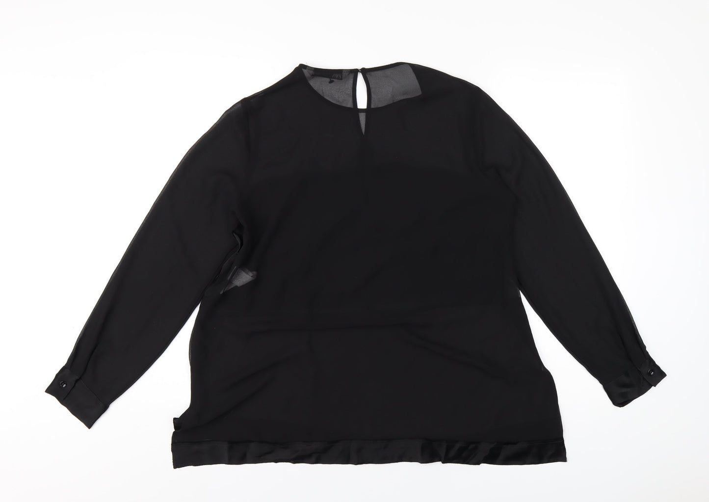 Zara Womens Black Polyester Basic T-Shirt Size XS Round Neck