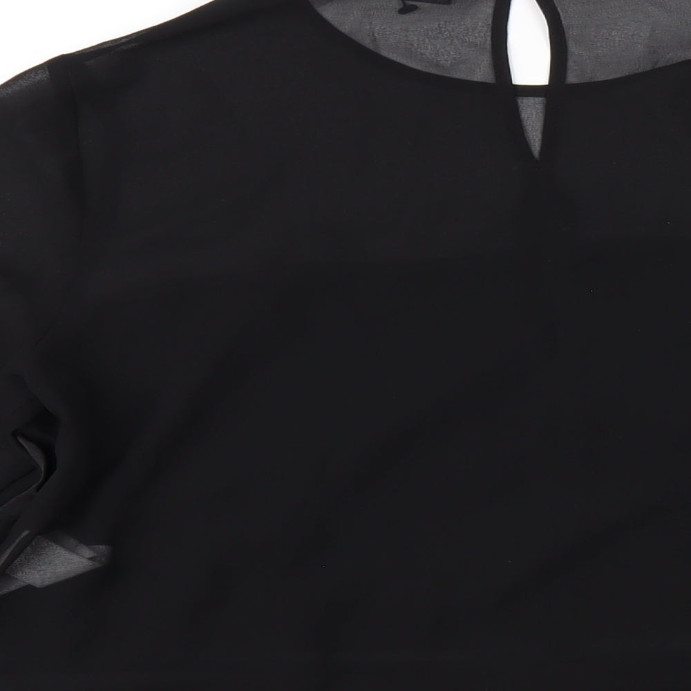 Zara Womens Black Polyester Basic T-Shirt Size XS Round Neck