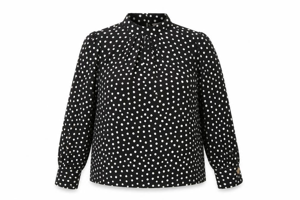 Dorothy Perkins Womens Black Polka Dot Polyester Basic Blouse Size 10 Round Neck