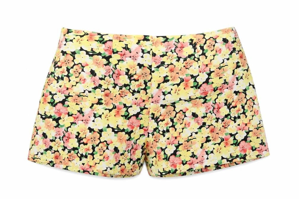 Gold Womens Multicoloured Floral Polyester Basic Shorts Size 10 Regular Pull On