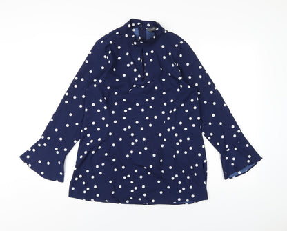 Sonsandar Womens Blue Polka Dot Polyester Basic T-Shirt Size 10 Round Neck
