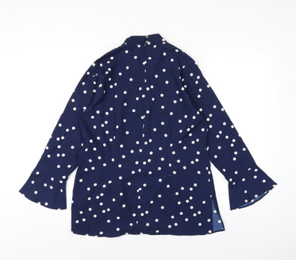 Sonsandar Womens Blue Polka Dot Polyester Basic T-Shirt Size 10 Round Neck