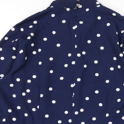 Sonsandar Womens Blue Polka Dot Polyester Basic T-Shirt Size 10 Round Neck