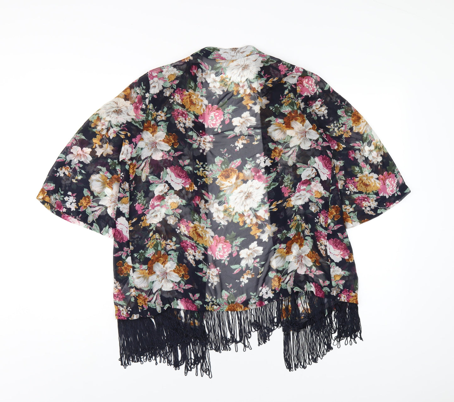 New Look Womens Blue Floral Polyester Kimono Tank Size 10 V-Neck
