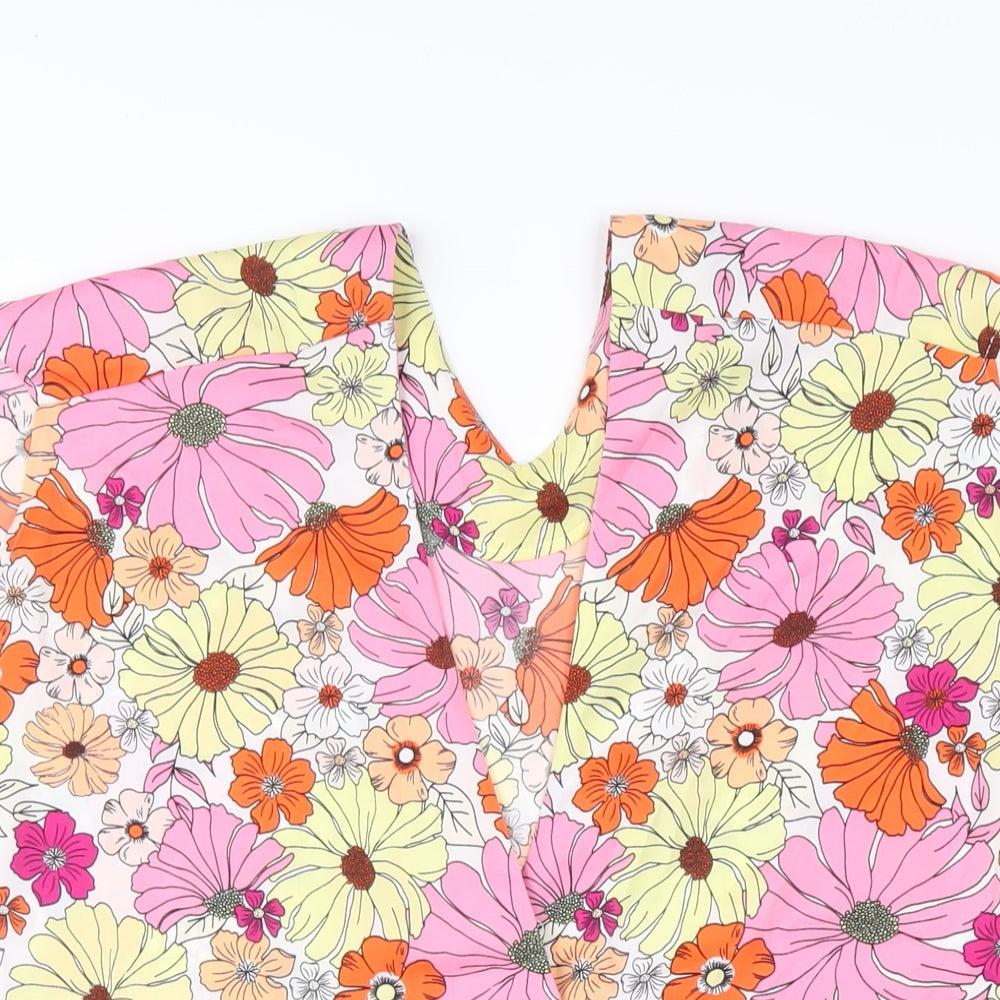 Marks and Spencer Womens Multicoloured Floral Polyester Basic Tank Size 22 V-Neck