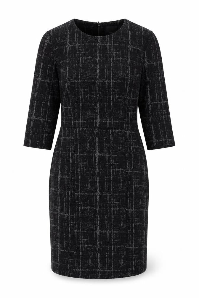NEXT Womens Black Geometric Polyester Pencil Dress Size 12 Round Neck Zip