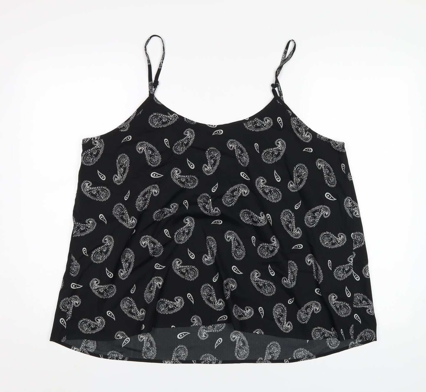 Capsule Womens Black Paisley Polyester Camisole T-Shirt Size 20 Round Neck