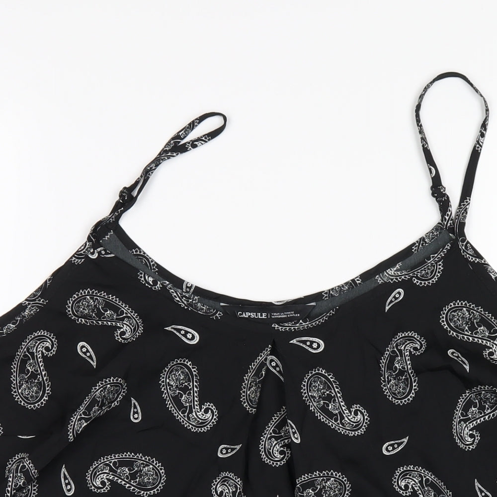 Capsule Womens Black Paisley Polyester Camisole T-Shirt Size 20 Round Neck