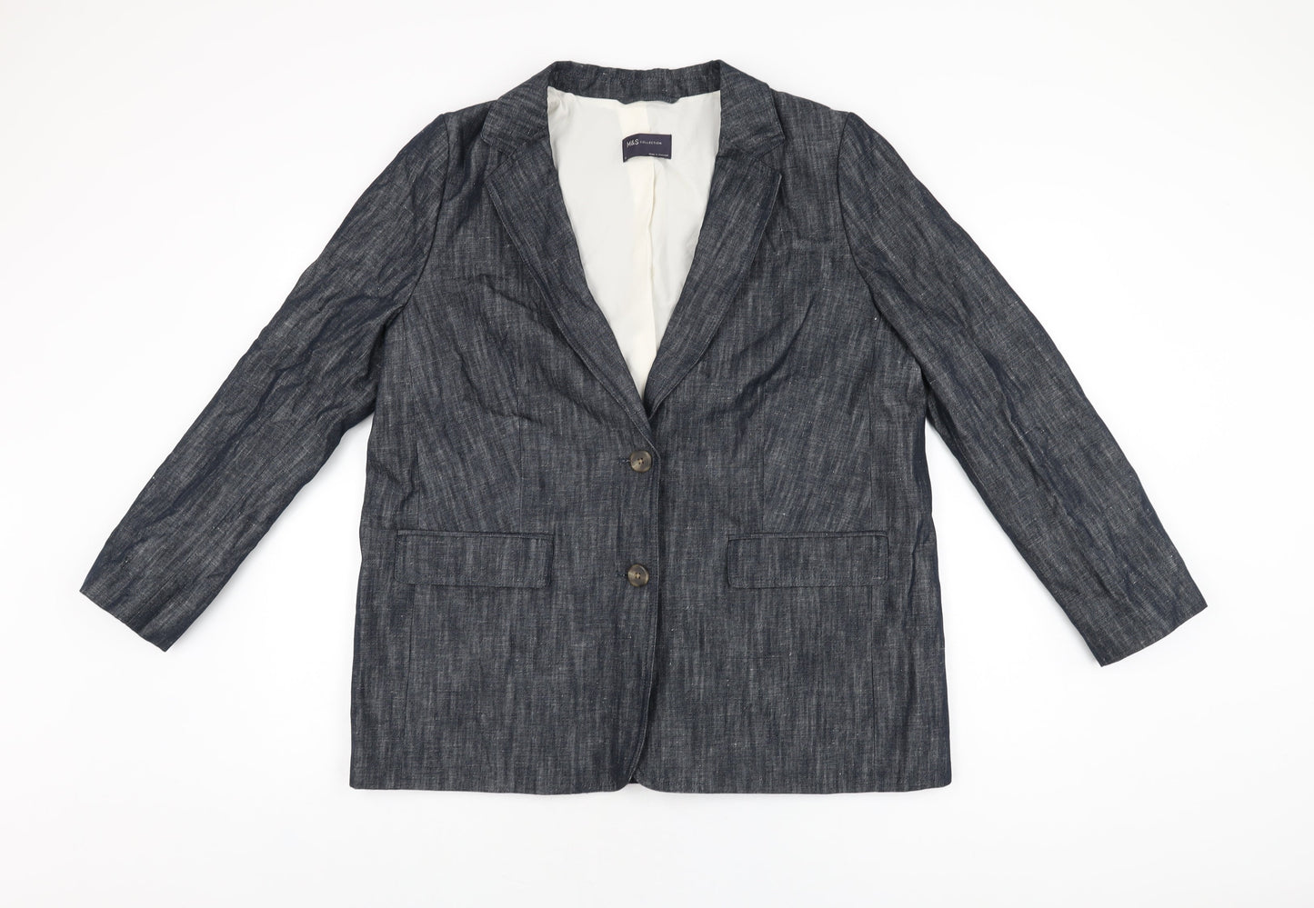 Marks and Spencer Womens Grey Jacket Blazer Size 16 Button