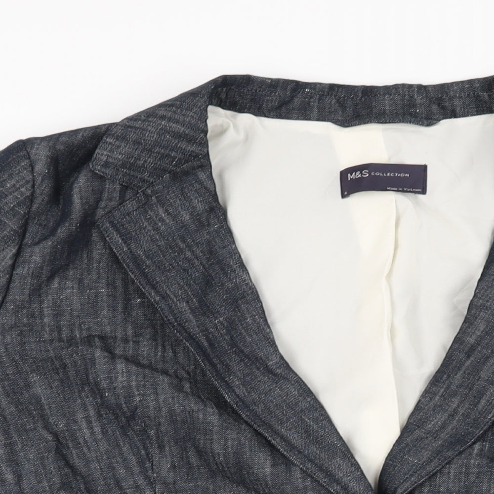Marks and Spencer Womens Grey Jacket Blazer Size 16 Button