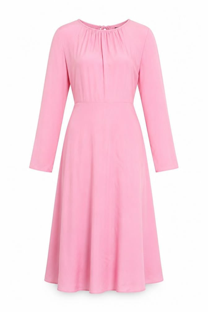 Marks & Spencer Womens Pink Polyester A-Line Size 10 Round Neck Zip