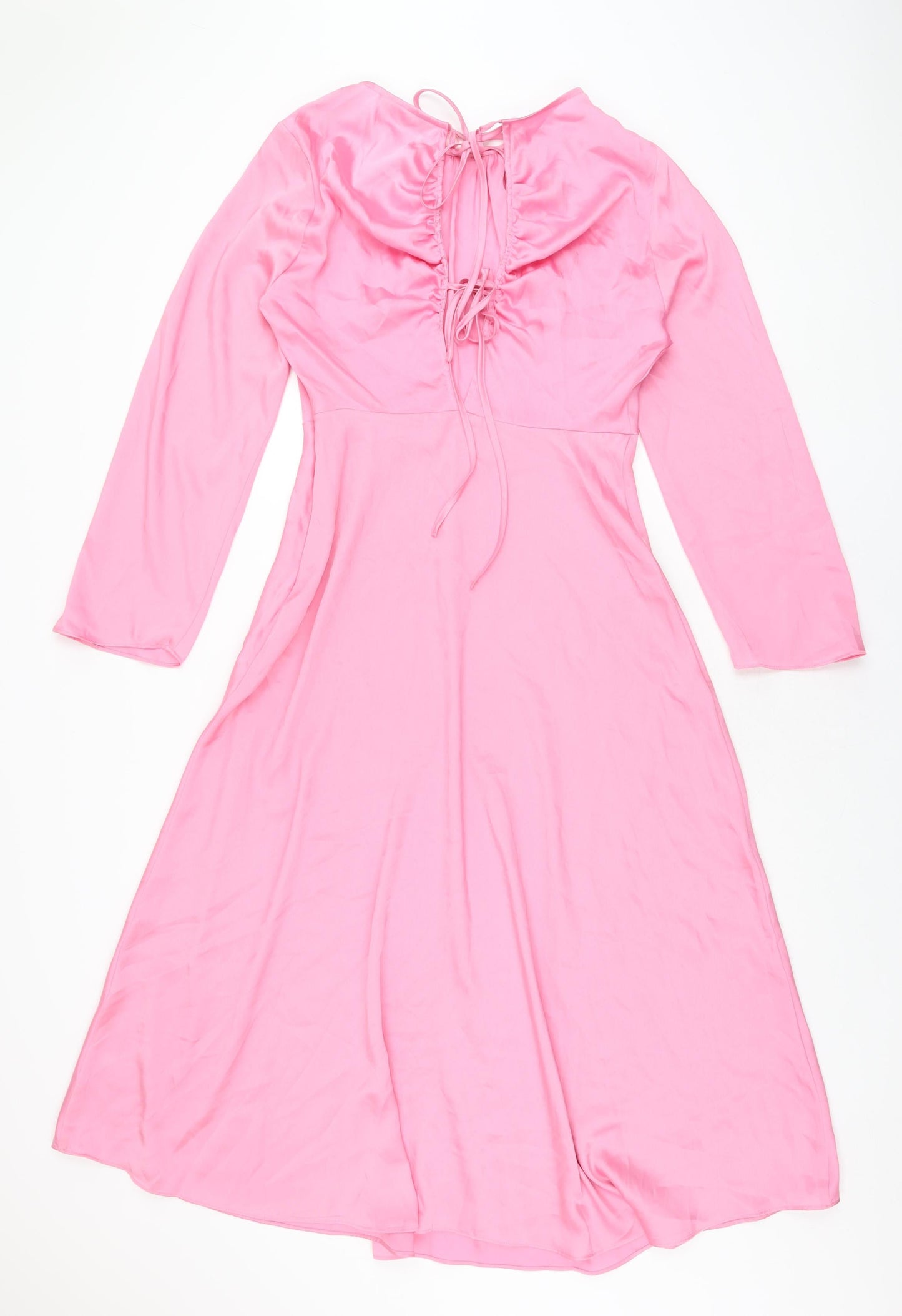 Marks and Spencer Womens Pink Polyester A-Line Size 10 Round Neck Zip