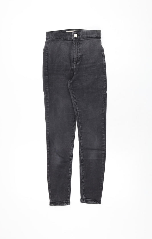 Topshop Womens Black Cotton Skinny Jeans Size 25 in L25 in Regular Zip