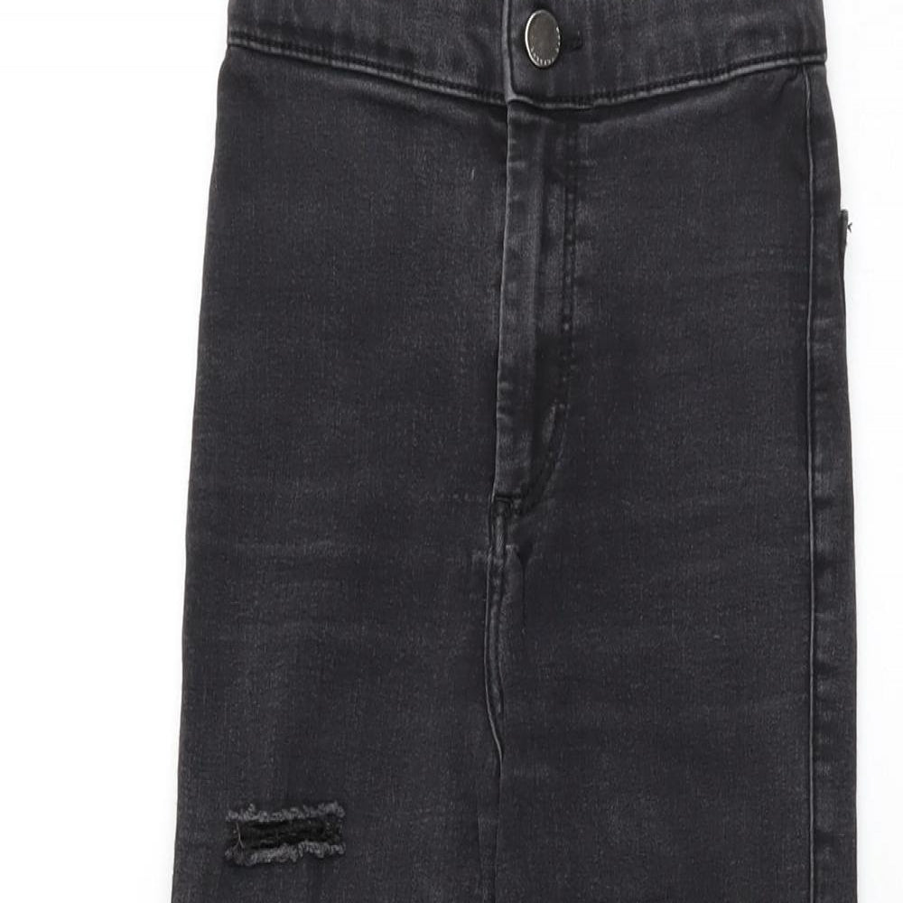 Topshop Womens Black Cotton Skinny Jeans Size 25 in L30 in Regular Zip