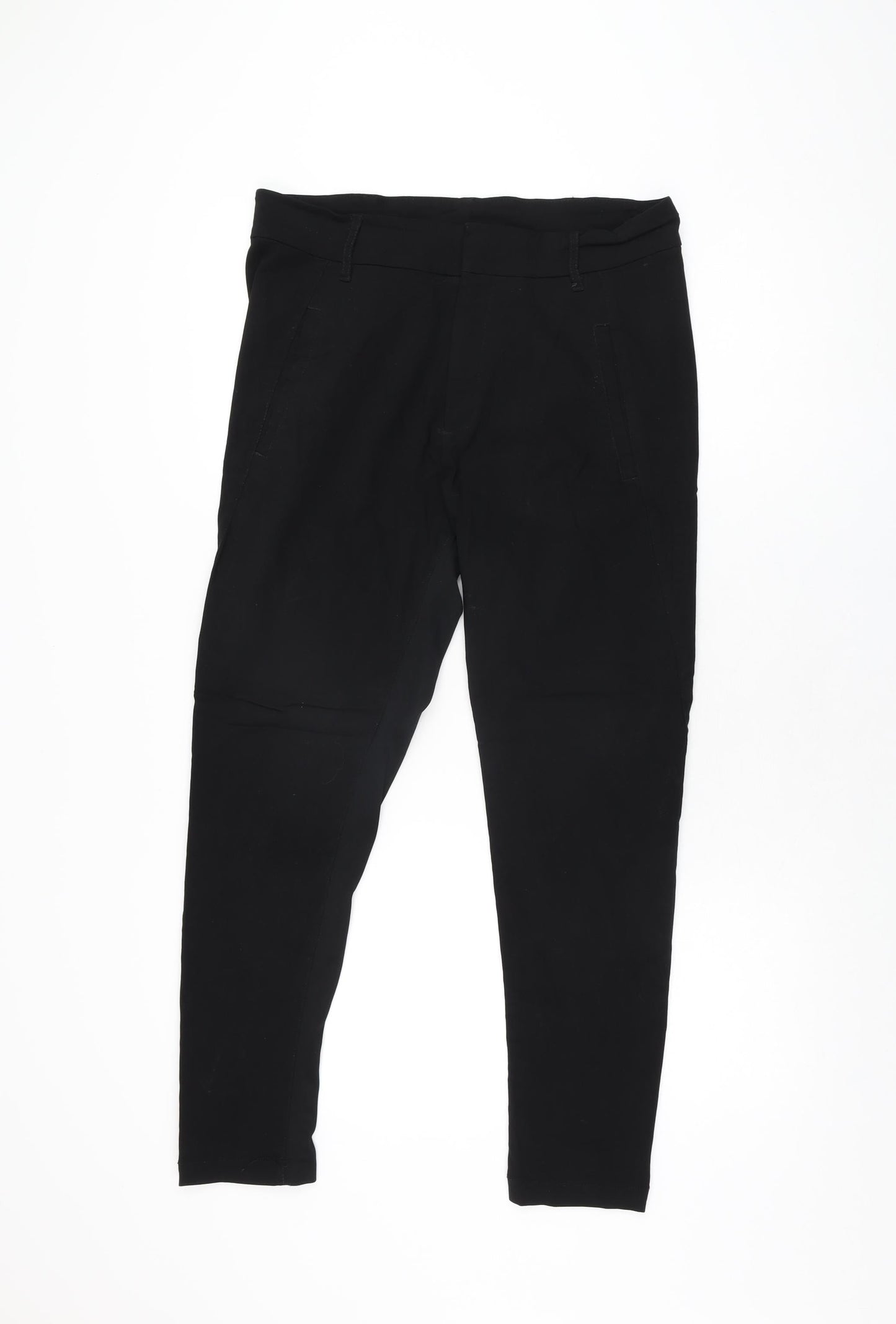 KappAhl Womens Black Viscose Trousers Size 12 L27 in Regular Zip