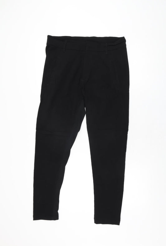 KappAhl Womens Black Viscose Trousers Size 12 L27 in Regular Zip