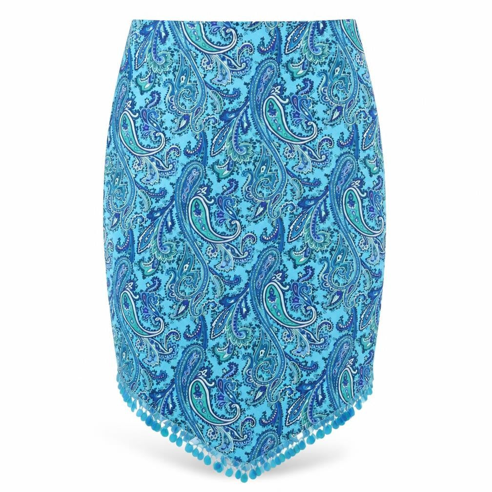 Select Womens Blue Paisley Polyester Straight & Pencil Skirt Size 14 Zip