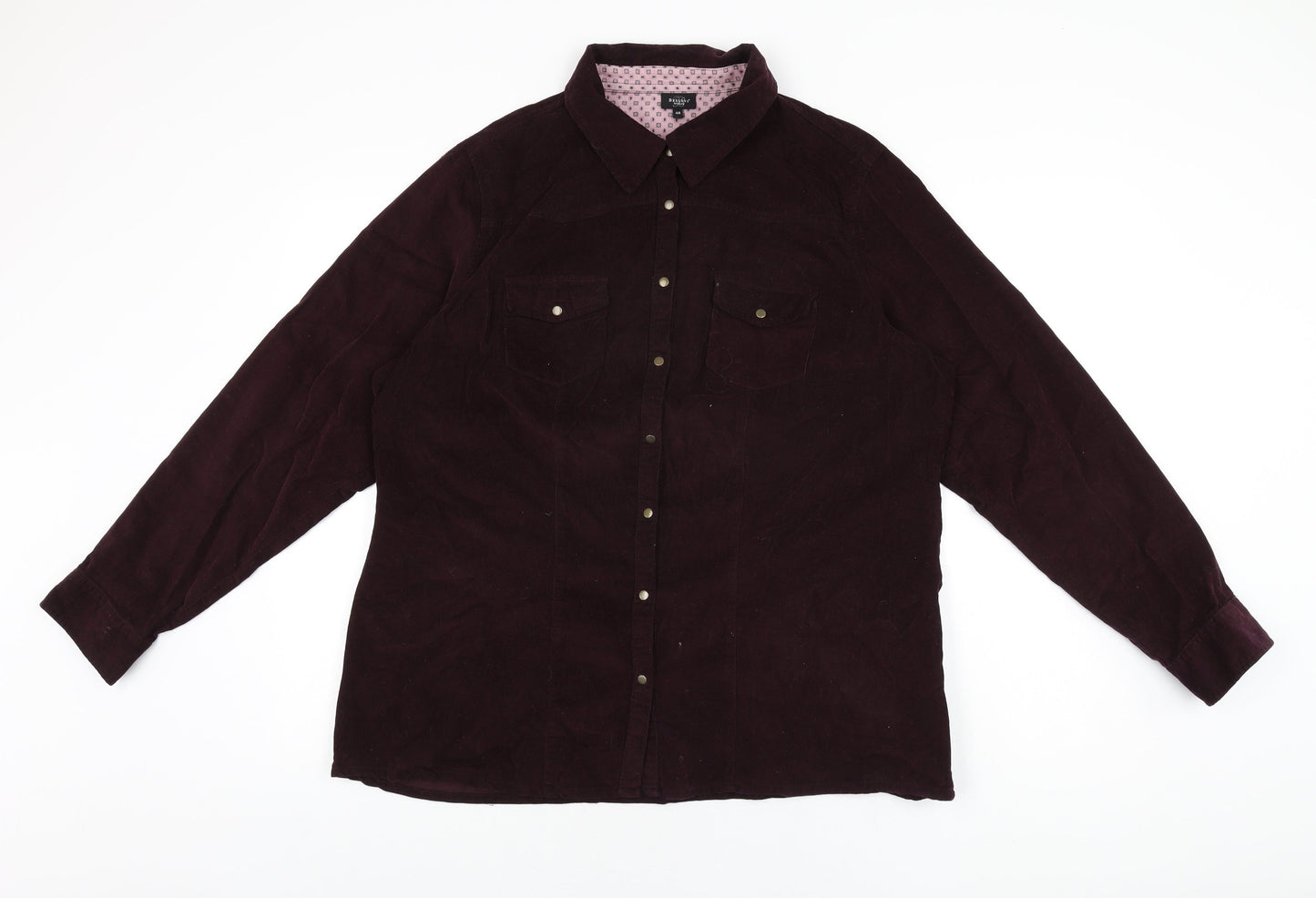 Bexley's Womens Red Cotton Basic Button-Up Size 20 Collared