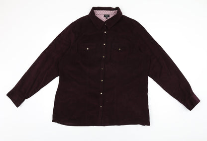 Bexley's Womens Red Cotton Basic Button-Up Size 20 Collared