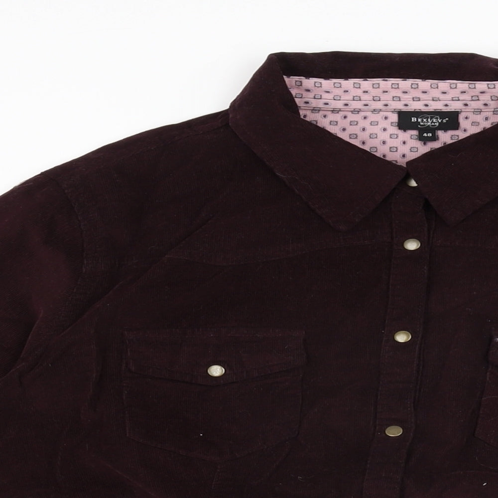 Bexley's Womens Red Cotton Basic Button-Up Size 20 Collared