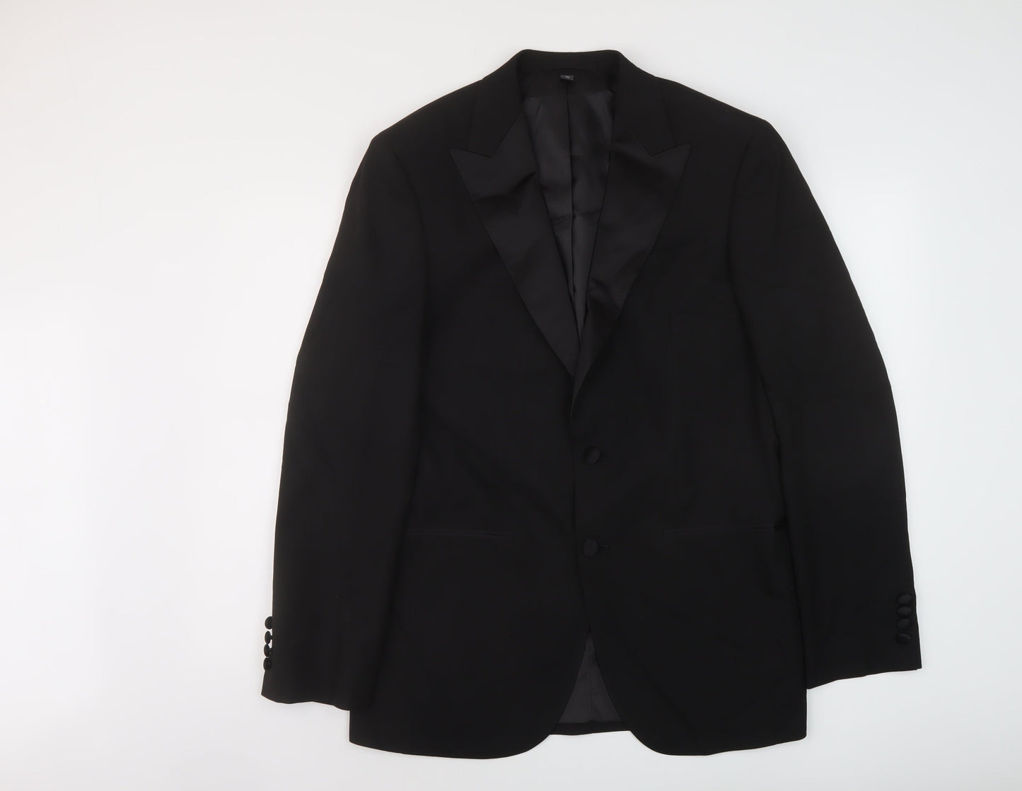 Marks and Spencer Mens Black Polyester Jacket Suit Jacket Size 38 Regular