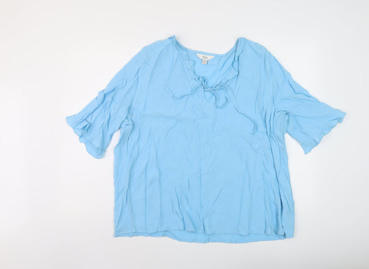 Marks and Spencer Womens Blue Viscose Basic Blouse Size 20 Round Neck