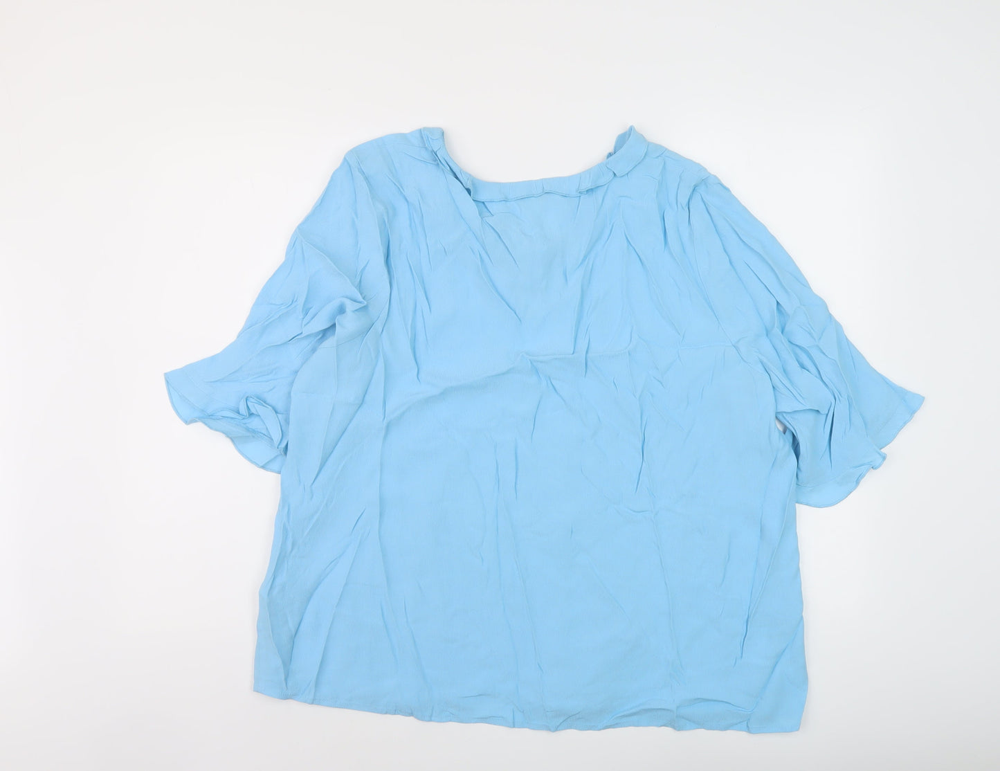 Marks and Spencer Womens Blue Viscose Basic Blouse Size 20 Round Neck