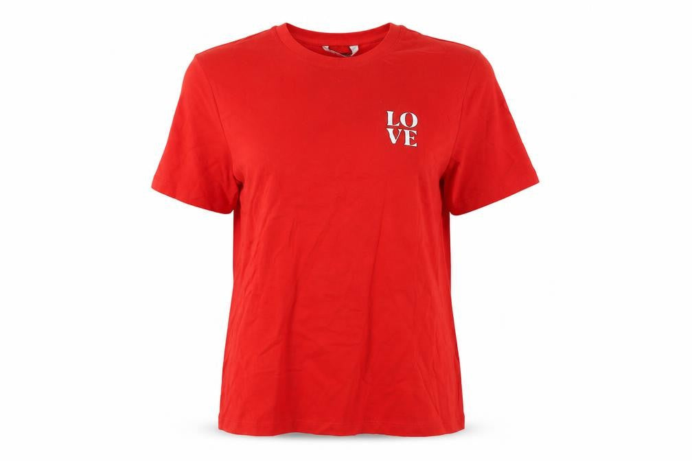 Marks & Spencer Womens Red Cotton Basic T-Shirt Size 14 Crew Neck - LOVE