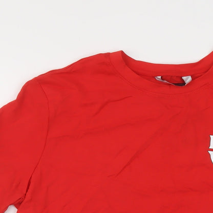 Marks & Spencer Womens Red Cotton Basic T-Shirt Size 14 Crew Neck - LOVE