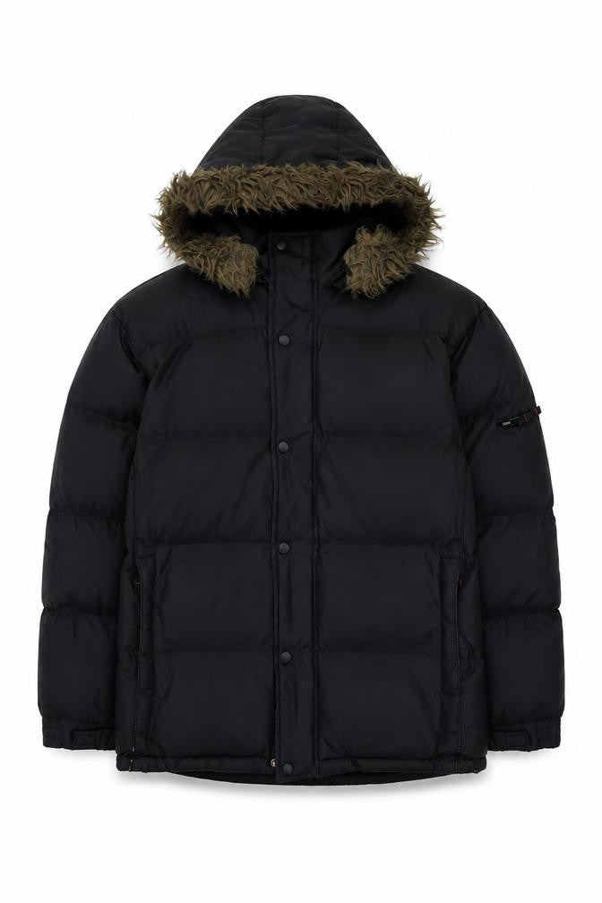 Active Mens Black Puffer Jacket Jacket Size S Zip