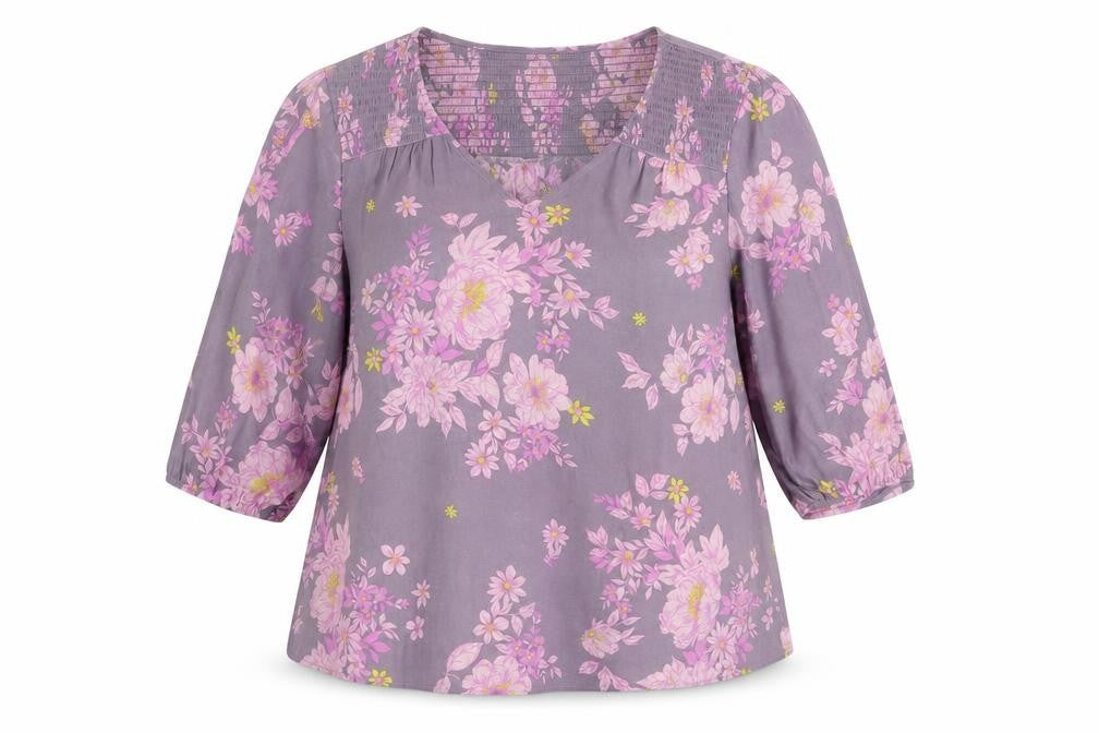 Torrid Womens Purple Floral Polyester Basic Blouse Size 18 V-Neck - Size 18-20