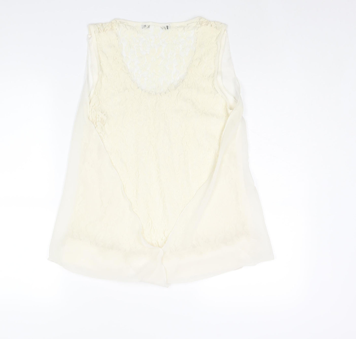 Zara Womens Ivory Polyester Camisole Blouse Size 2XL Scoop Neck - Lace Back Detail