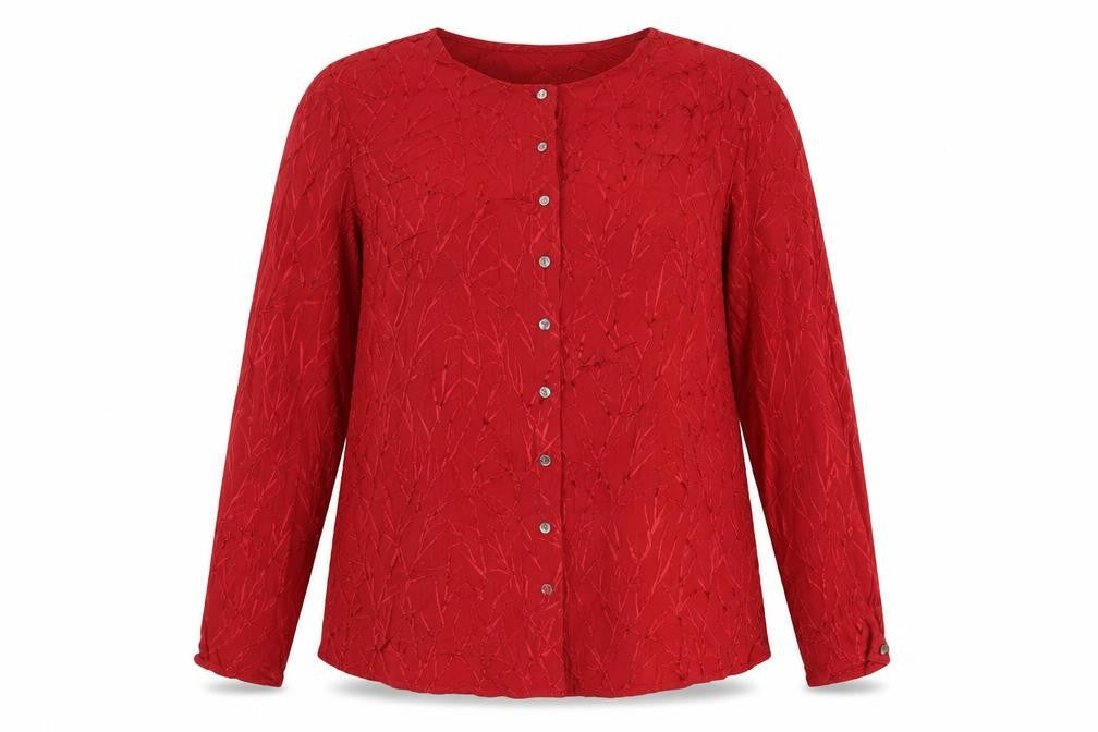 Berkertex Womens Red Geometric Polyester Basic Button-Up Size 18 Round Neck
