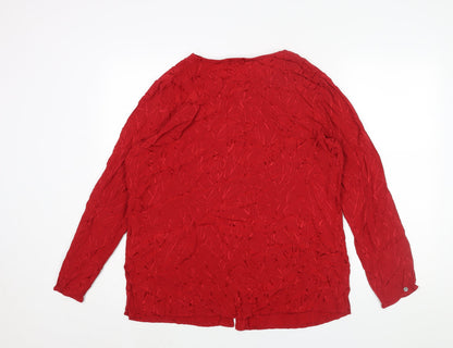 Berkertex Womens Red Geometric Polyester Basic Button-Up Size 18 Round Neck