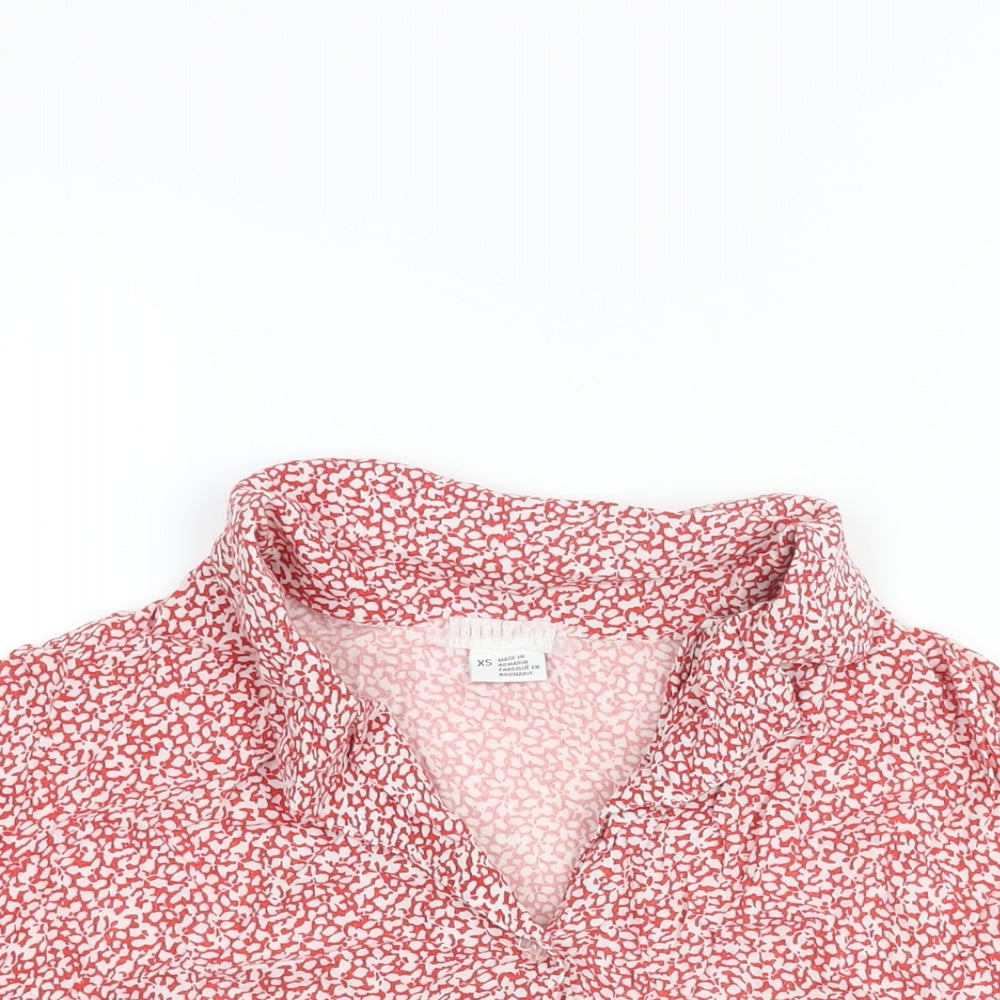 Cooperative Womens Red Geometric Viscose Basic Blouse Size XS Collared