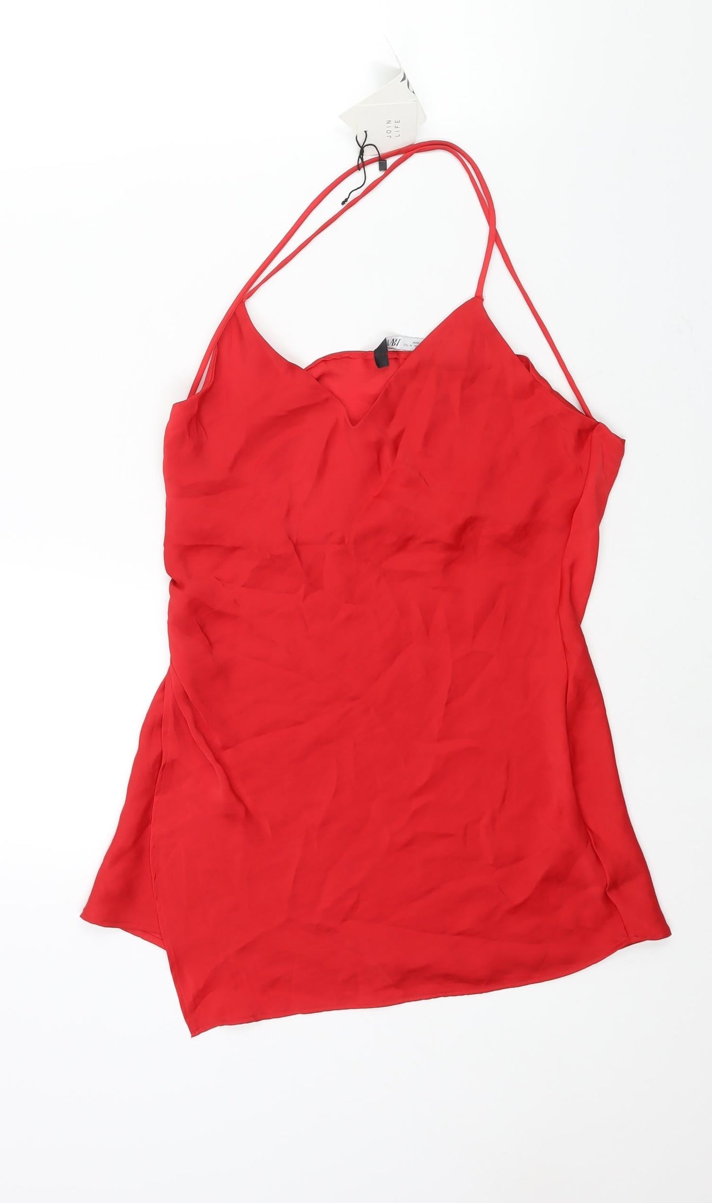 Zara Womens Red Polyester Camisole Blouse Size M V-Neck - Cowl Back