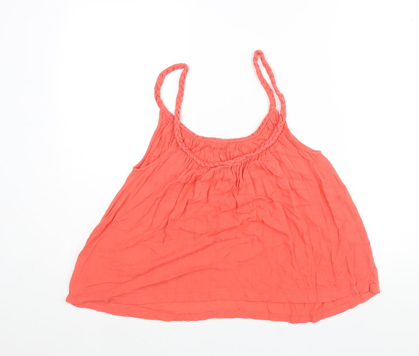 Topshop Womens Pink Viscose Camisole Blouse Size 8 Scoop Neck - Plait Straps