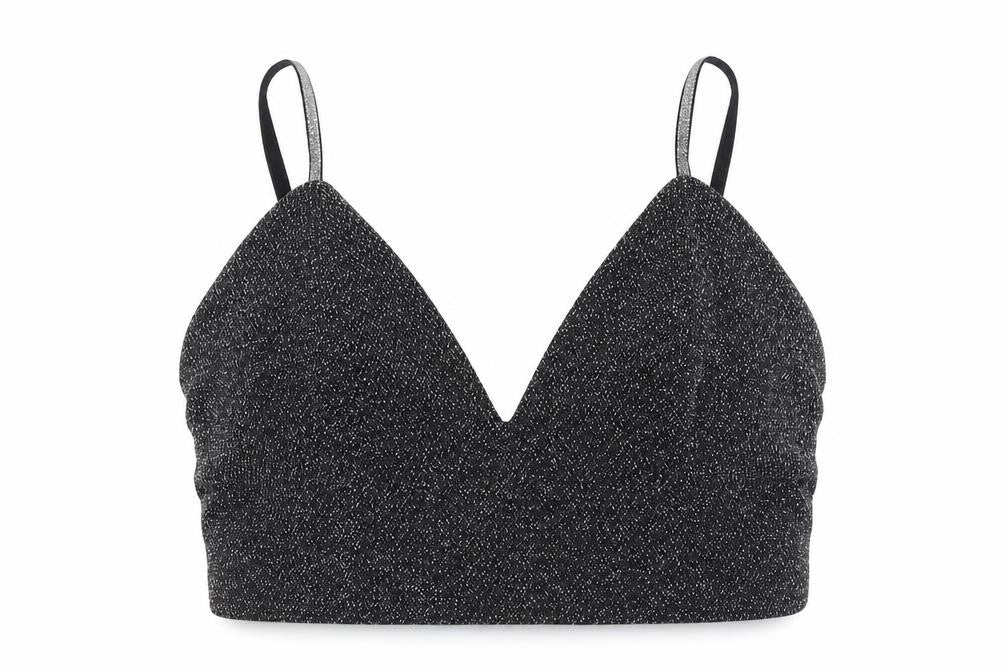 Zara Womens Black Polyester Cropped Blouse Size M Sweetheart - Glitter
