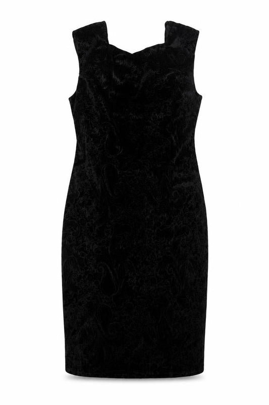 Miss Selfridge Womens Black Paisley Polyester Pencil Dress Size 14 Square Neck Pullover - Open Back Detail