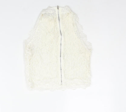 Misspap Womens Ivory Polyester Camisole Blouse Size S Mock Neck