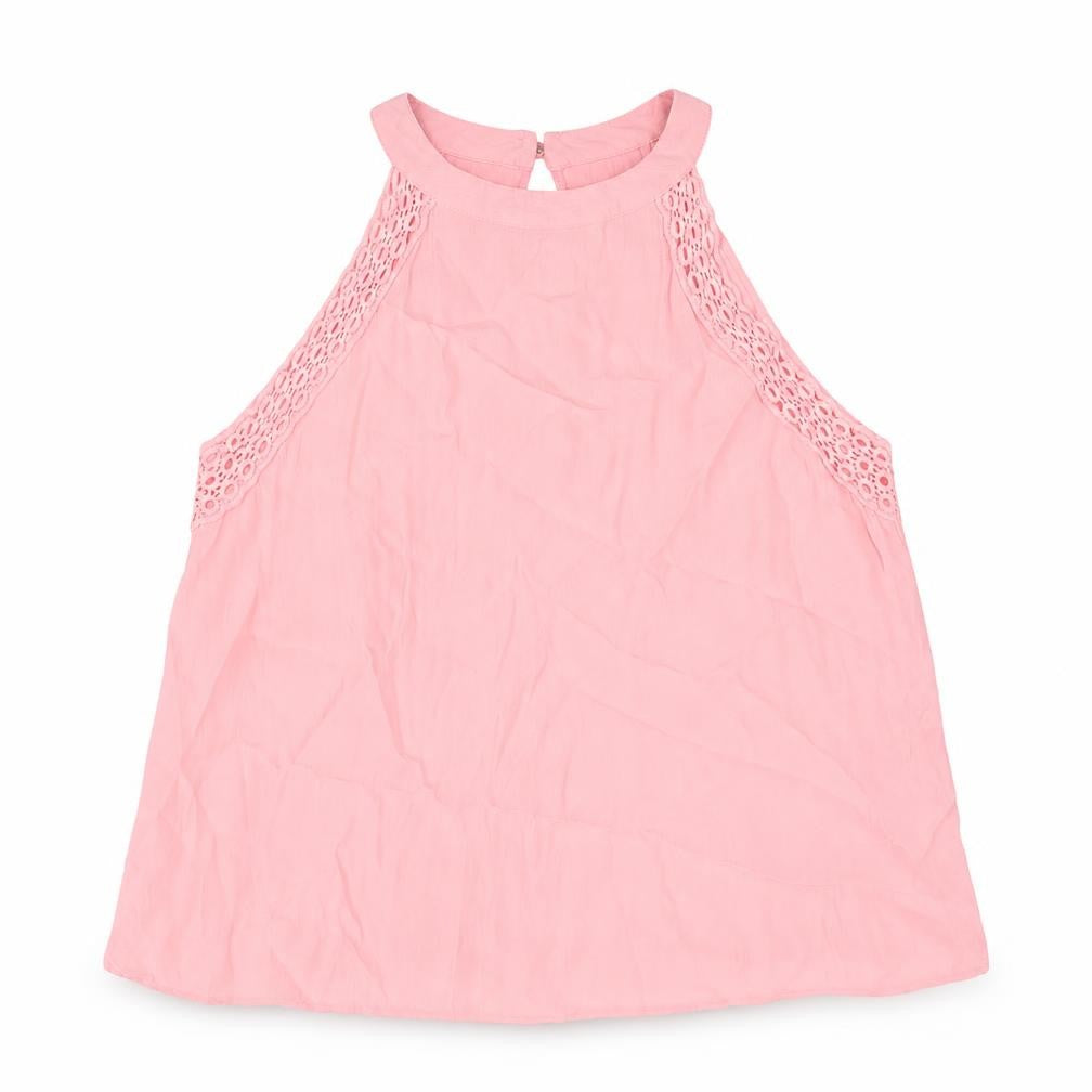 Miss Selfridge Womens Pink Viscose Camisole Blouse Size 8 Round Neck - Lace Detail