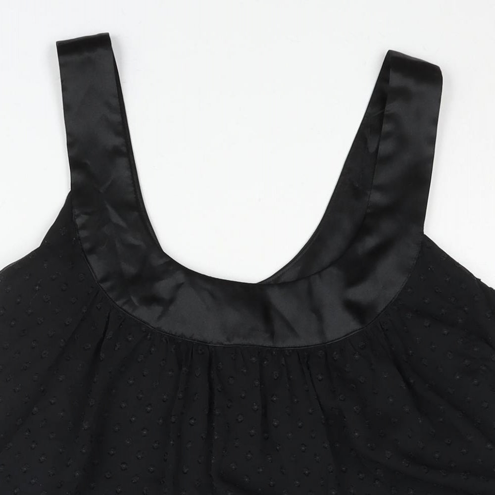 Miss Selfridge Womens Black Polyester Shift Size 12 Scoop Neck Pullover - Belted Pockets